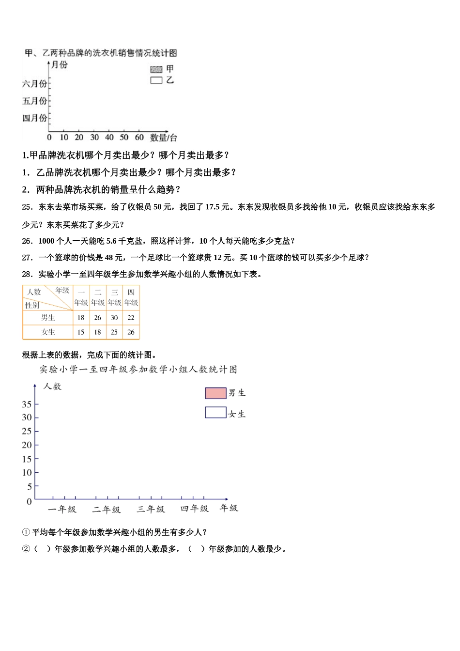 2025届山西省运城市新绛县四年级数学第二学期期末复习检测模拟试题含解析_第3页