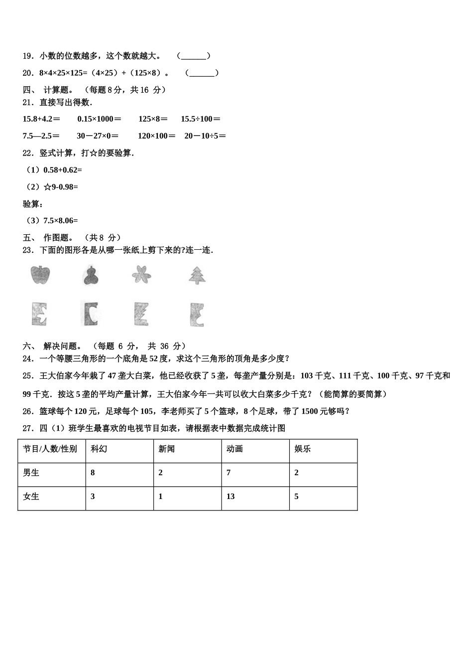 2025届长治市沁县数学四年级第二学期期末检测模拟试题含解析_第2页