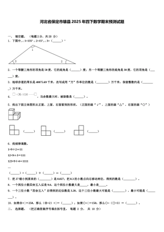 河北省保定市雄县2025年四下数学期末预测试题含解析