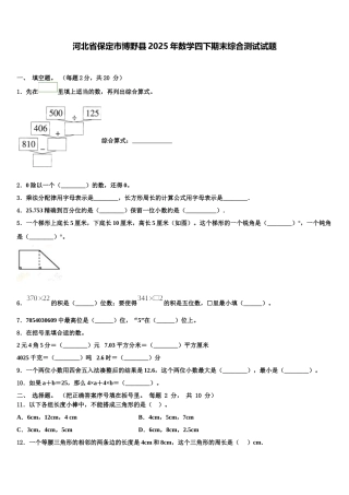 河北省保定市博野县2025年数学四下期末综合测试试题含解析
