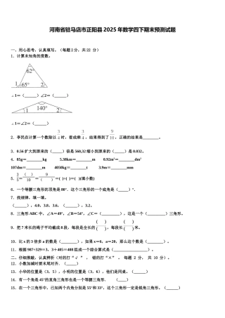 河南省驻马店市正阳县2025年数学四下期末预测试题含解析