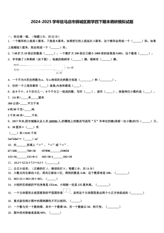2024-2025学年驻马店市驿城区数学四下期末调研模拟试题含解析