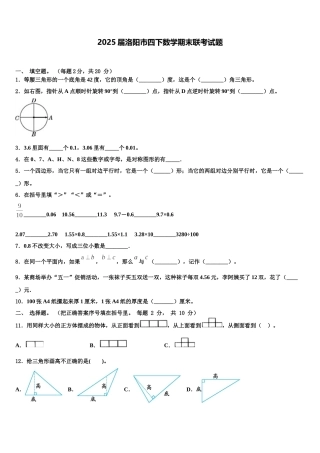 2025届洛阳市四下数学期末联考试题含解析