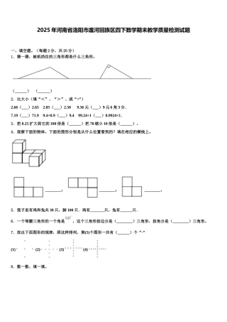 2025年河南省洛阳市廛河回族区四下数学期末教学质量检测试题含解析