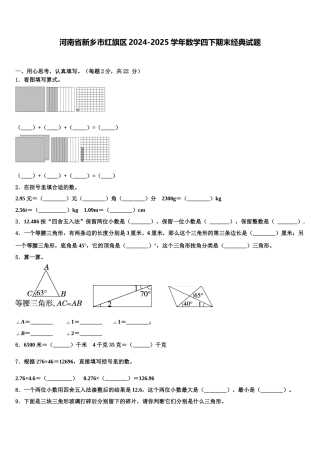 河南省新乡市红旗区2024-2025学年数学四下期末经典试题含解析