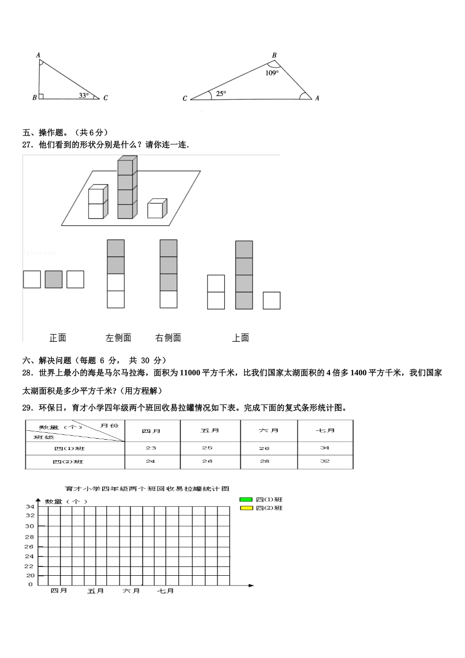 河南省郸城县2025届四年级数学第二学期期末综合测试试题含解析_第3页