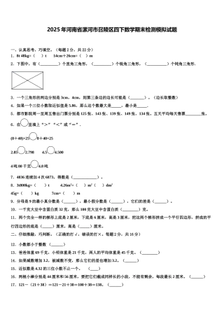 2025年河南省漯河市召陵区四下数学期末检测模拟试题含解析