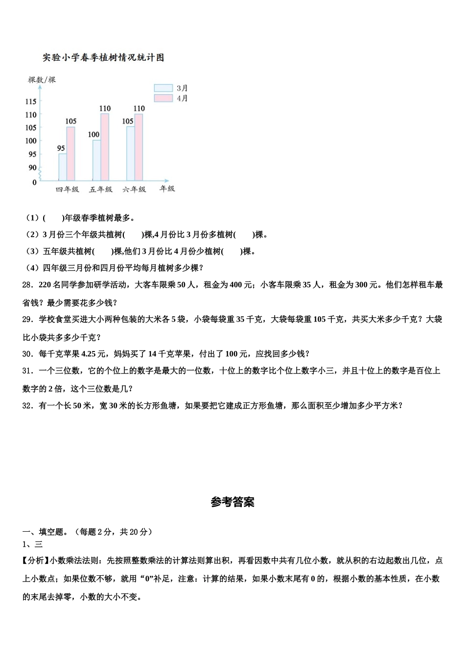 宜君县2024-2025学年四年级数学第二学期期末学业质量监测试题含解析_第3页