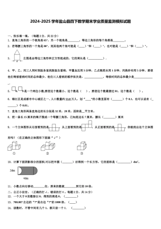 2024-2025学年盐山县四下数学期末学业质量监测模拟试题含解析