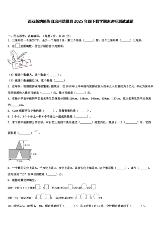 西双版纳傣族自治州勐腊县2025年四下数学期末达标测试试题含解析