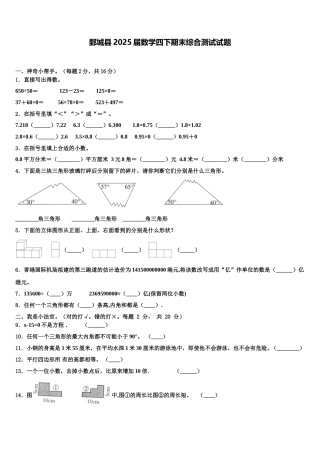 鄄城县2025届数学四下期末综合测试试题含解析