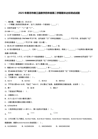 2025年黑河市嫩江县数学四年级第二学期期末达标测试试题含解析
