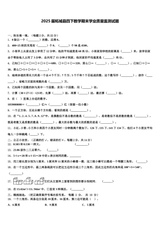 2025届柘城县四下数学期末学业质量监测试题含解析