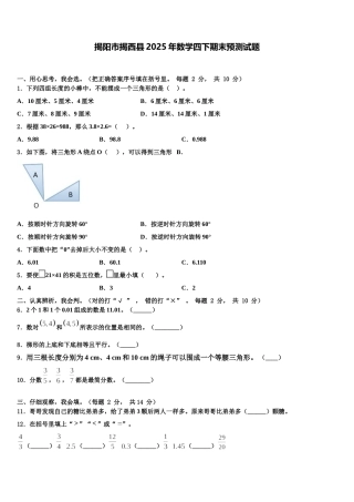 揭阳市揭西县2025年数学四下期末预测试题含解析