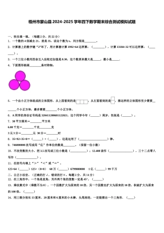 梧州市蒙山县2024-2025学年四下数学期末综合测试模拟试题含解析