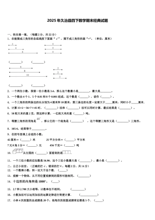 2025年久治县四下数学期末经典试题含解析