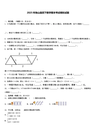 2025年独山县四下数学期末考试模拟试题含解析