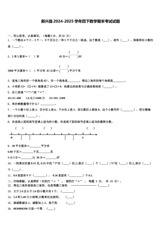 新兴县2024-2025学年四下数学期末考试试题含解析