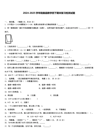 2024-2025学年阳曲县数学四下期末复习检测试题含解析