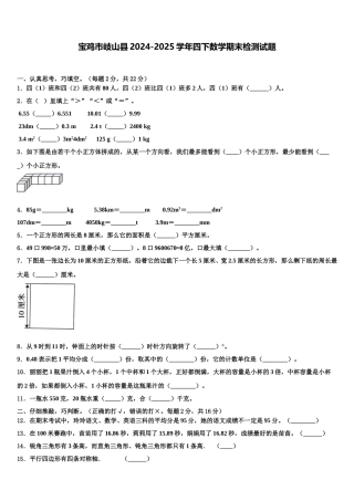 宝鸡市岐山县2024-2025学年四下数学期末检测试题含解析