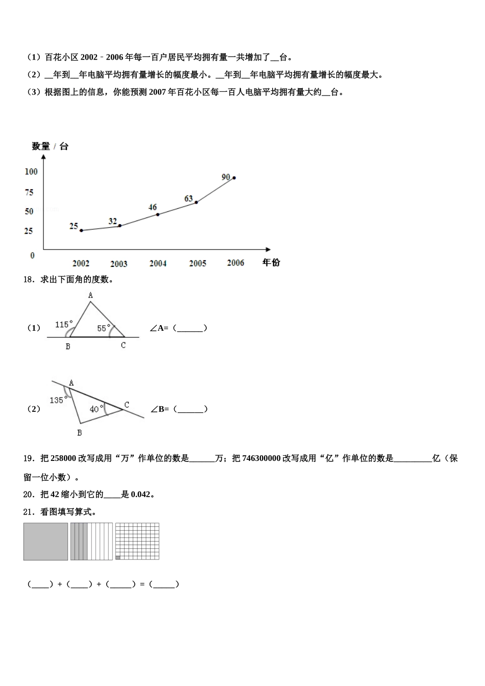 安吉县2025届数学四年级第二学期期末调研试题含解析_第2页