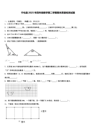 宁化县2025年四年级数学第二学期期末质量检测试题含解析