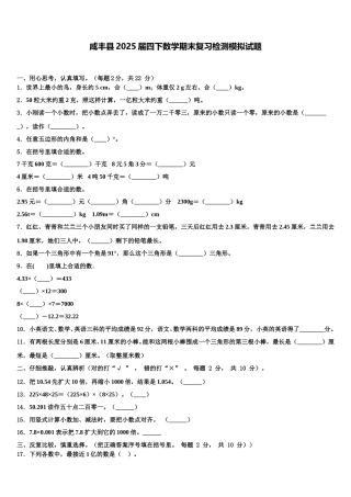 咸丰县2025届四下数学期末复习检测模拟试题含解析