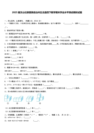 2025届文山壮族苗族自治州丘北县四下数学期末学业水平测试模拟试题含解析
