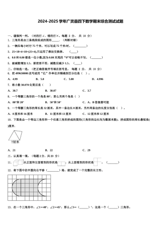 2024-2025学年广灵县四下数学期末综合测试试题含解析