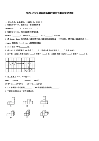 2024-2025学年嘉鱼县数学四下期末考试试题含解析