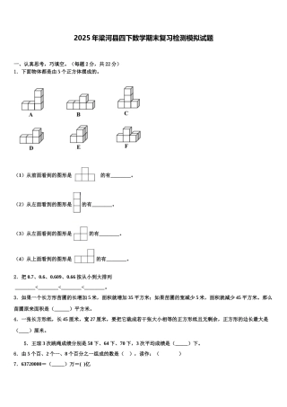 2025年梁河县四下数学期末复习检测模拟试题含解析