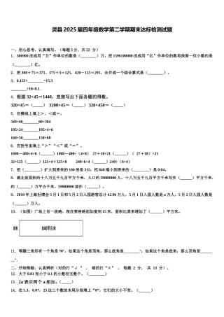 灵县2025届四年级数学第二学期期末达标检测试题含解析