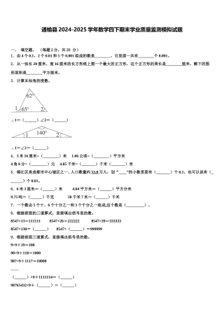 通榆县2024-2025学年数学四下期末学业质量监测模拟试题含解析