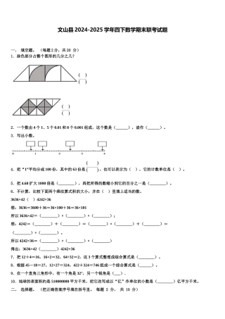 文山县2024-2025学年四下数学期末联考试题含解析