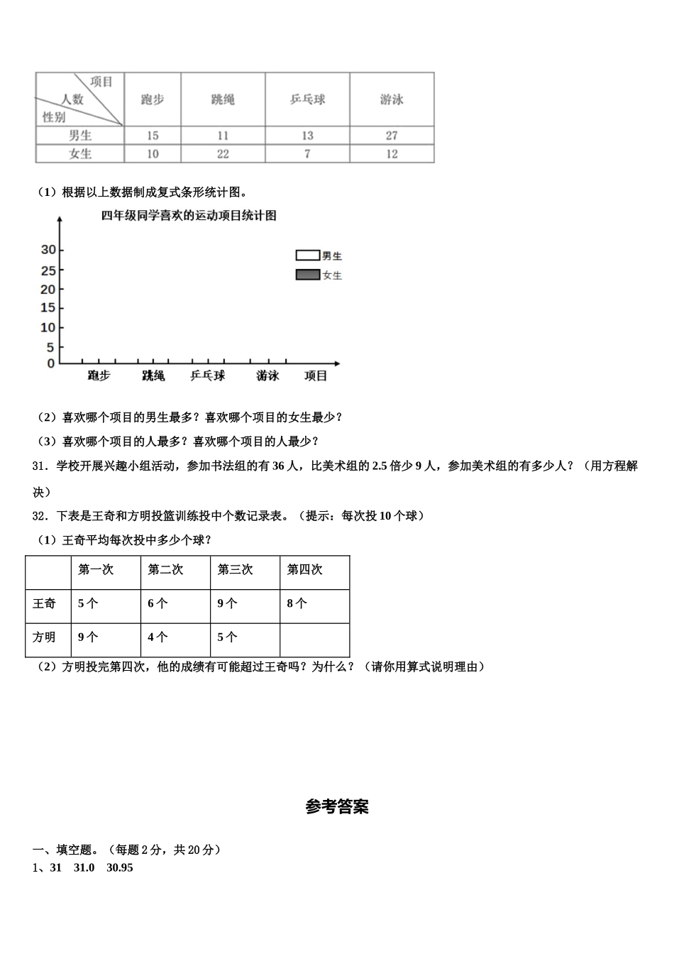 2025届献县数学四下期末经典模拟试题含解析_第3页