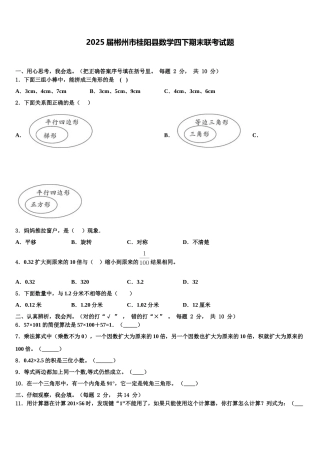 2025届郴州市桂阳县数学四下期末联考试题含解析