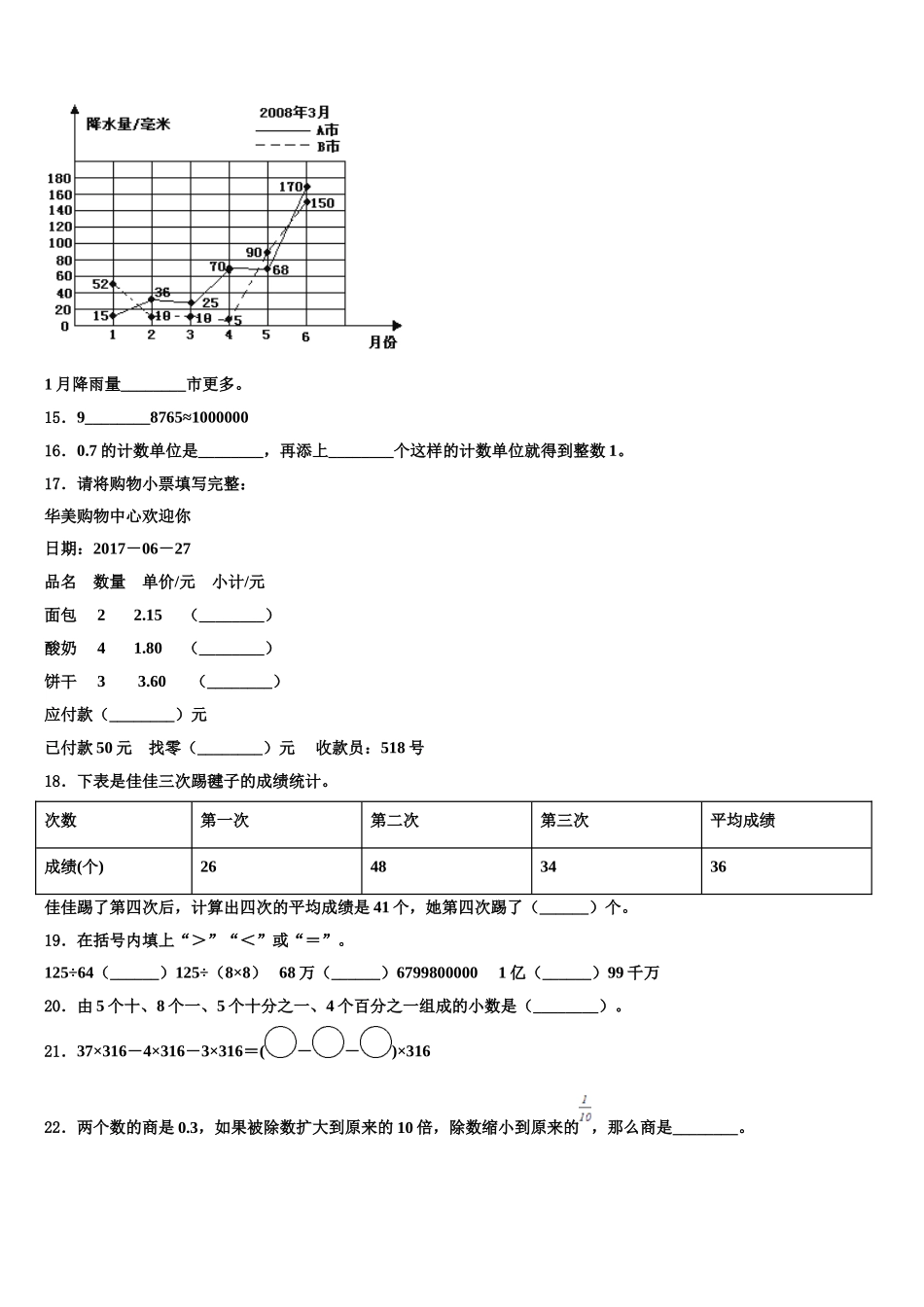 2024-2025学年大洼县四下数学期末考试试题含解析_第2页
