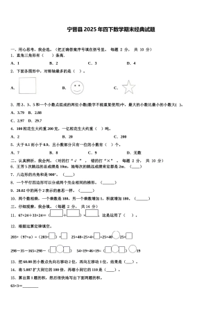 宁晋县2025年四下数学期末经典试题含解析