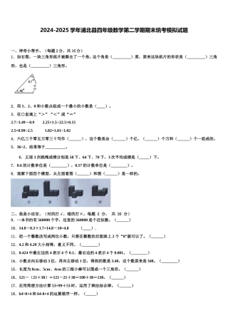2024-2025学年浦北县四年级数学第二学期期末统考模拟试题含解析