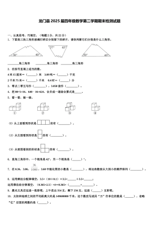 龙门县2025届四年级数学第二学期期末检测试题含解析