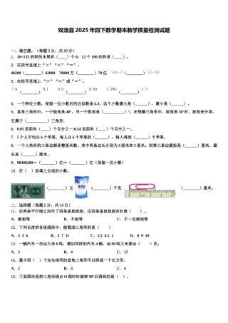 双流县2025年四下数学期末教学质量检测试题含解析