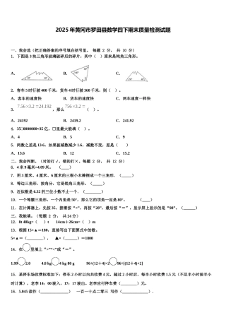2025年黄冈市罗田县数学四下期末质量检测试题含解析