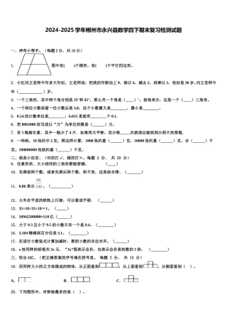 2024-2025学年郴州市永兴县数学四下期末复习检测试题含解析