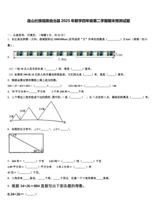 连山壮族瑶族自治县2025年数学四年级第二学期期末预测试题含解析