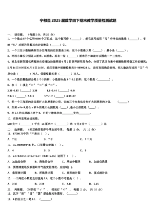 宁都县2025届数学四下期末教学质量检测试题含解析