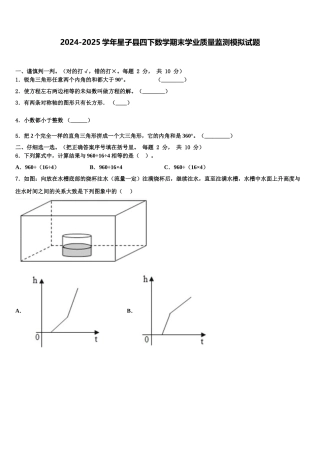 2024-2025学年星子县四下数学期末学业质量监测模拟试题含解析