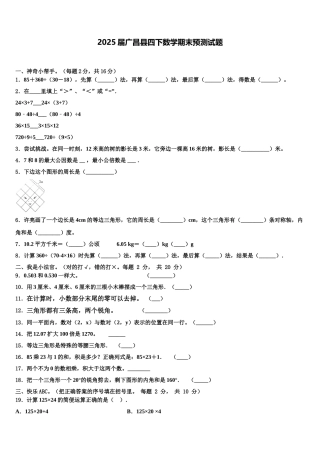 2025届广昌县四下数学期末预测试题含解析
