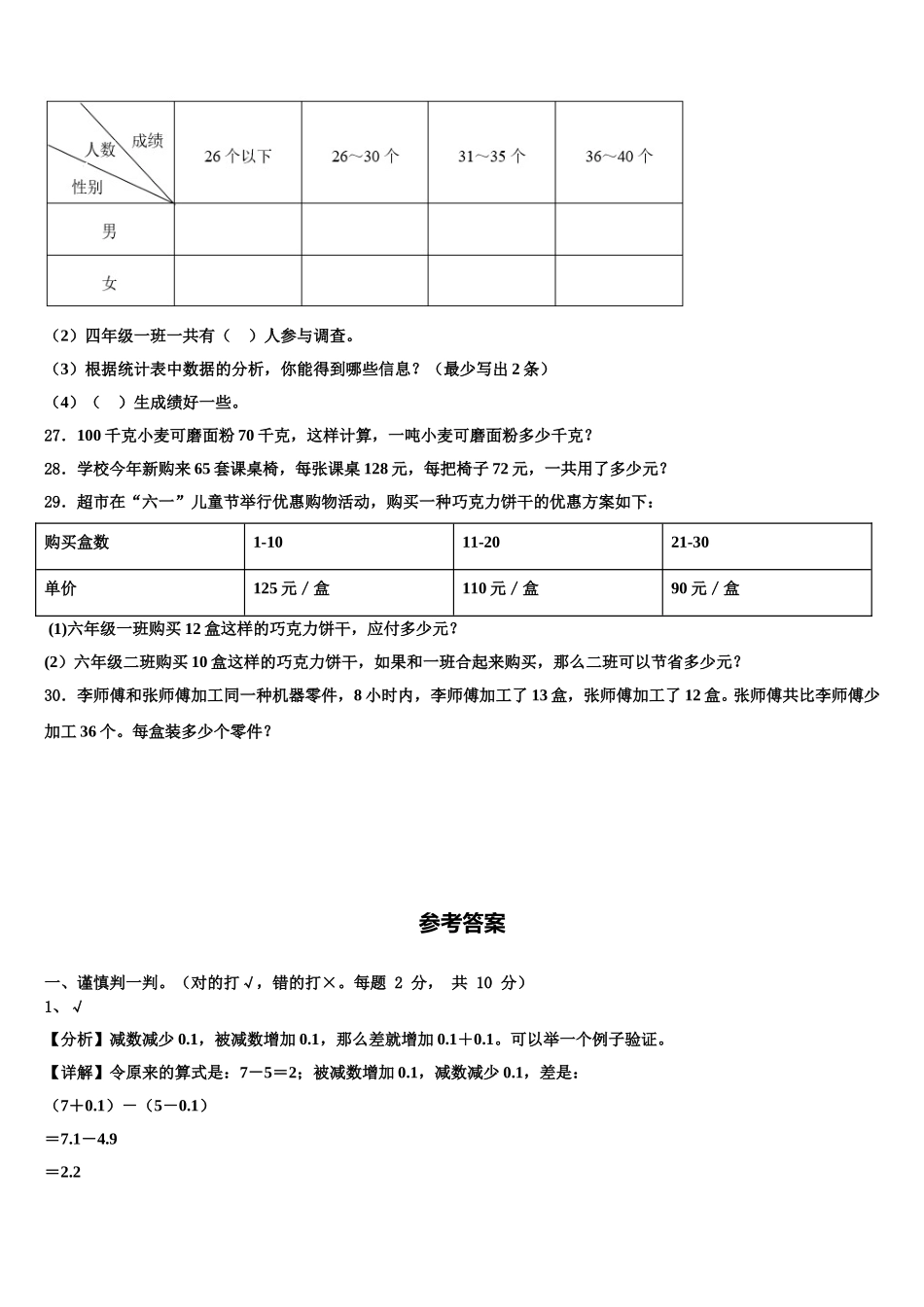 运城市芮城县2025届四下数学期末调研模拟试题含解析_第3页