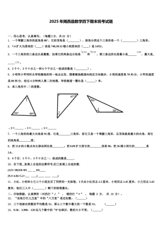 2025年揭西县数学四下期末统考试题含解析