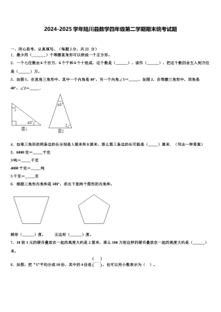 2024-2025学年陆川县数学四年级第二学期期末统考试题含解析
